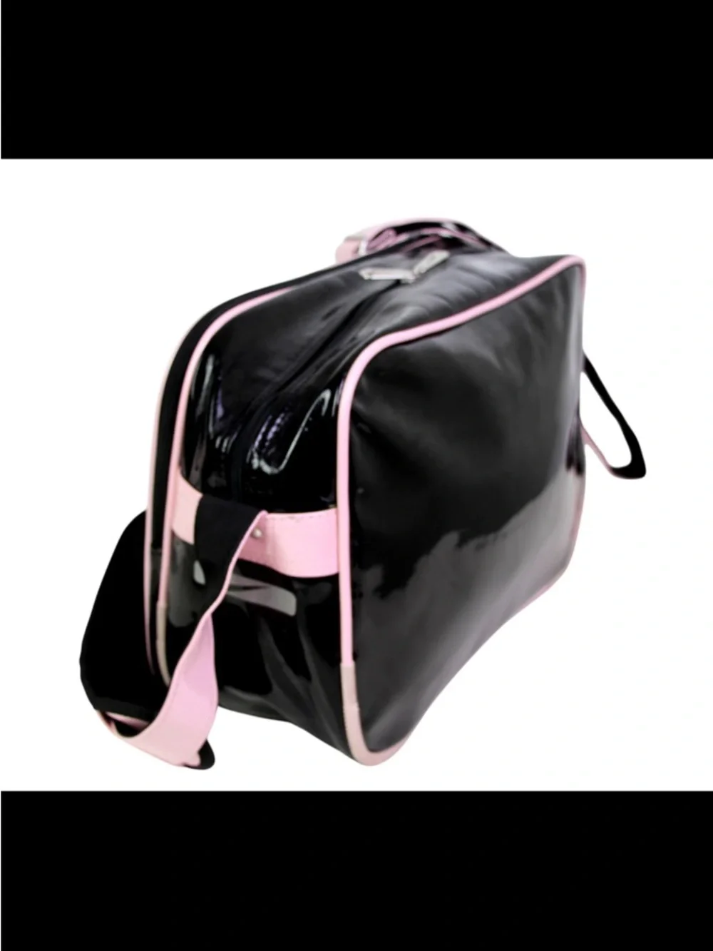 Nike Black Patent Crossbody Bag with Light Pink Trim